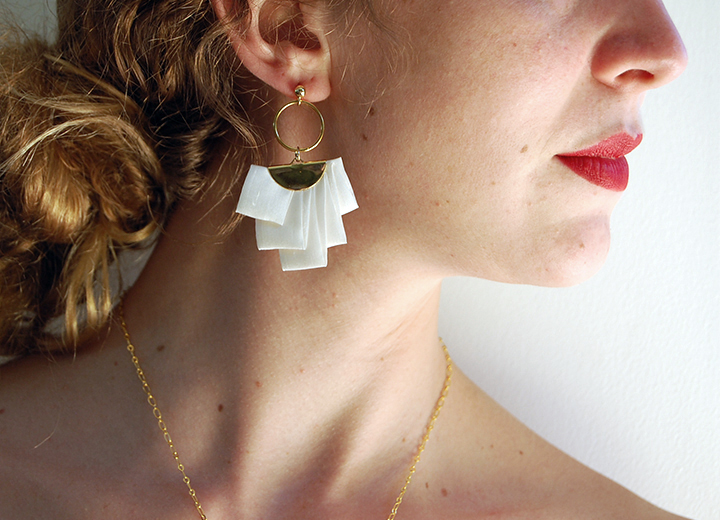 Boucles d'oreilles Ange soie ivoire et or L'Orangerie Bijoux